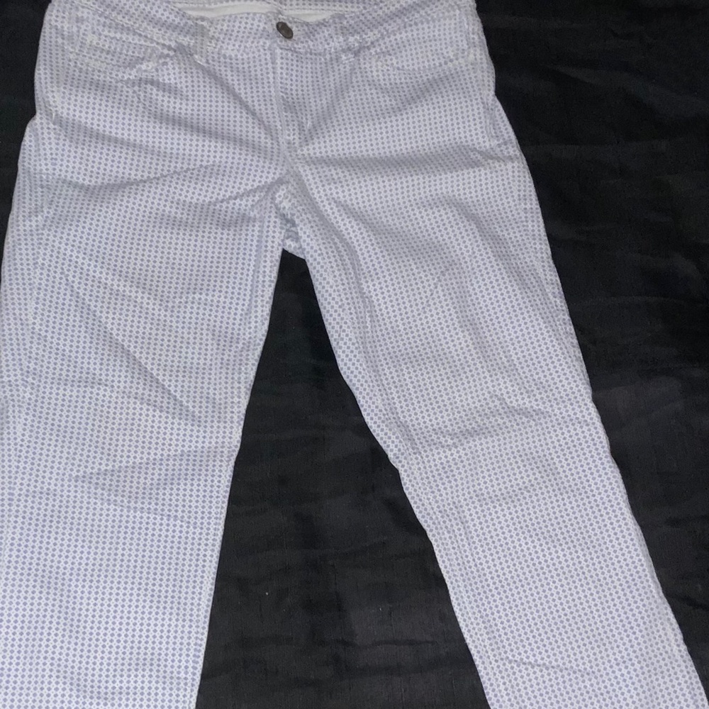 Loft White and Blue patterned modern skinny ankle pants, size 29/8